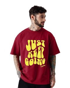LEOTUDE Men's Oversized Cottonblend Half Sleeve Printed Tshirt